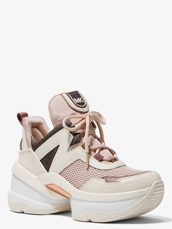 Michael Kors Shoes - Michael Kors Women's Olympia Trainer Tech Canvas/Net Mesh Sneakers Soft Pink 7